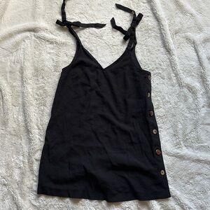 Topshop Black Tie-Strap Tank Top | Size 2 Petite | Cami | Minimalist Boho Chic